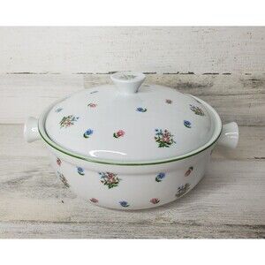 Vintage Andrea by Sadek Casserole Dish & Lid Oven To Table Floral Cookware #7096